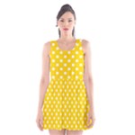 Polka Dots - White on Gold Yellow Scoop Neck Skater Dress