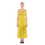 Polka Dots - White on Gold Yellow Full Print Maxi Dress