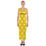 Polka Dots - White on Gold Yellow Fitted Maxi Dress