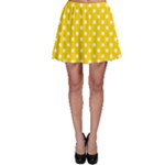 Polka Dots - White on Gold Yellow Skater Skirt