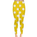 Polka Dots - White on Gold Yellow Women s Leggings