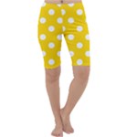 Polka Dots - White on Gold Yellow Cropped Leggings