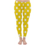 Polka Dots - White on Gold Yellow Winter Leggings