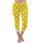 Polka Dots - White on Gold Yellow Capri Winter Leggings