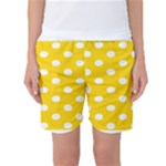 Polka Dots - White on Gold Yellow Women s Basketball Shorts