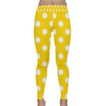 Polka Dots - White on Gold Yellow Yoga Leggings