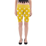 Polka Dots - White on Gold Yellow Yoga Cropped Leggings