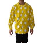 Polka Dots - White on Gold Yellow Hooded Wind Breaker (Kids)