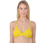 Polka Dots - White on Gold Yellow Reversible Tri Bikini Top