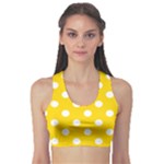 Polka Dots - White on Gold Yellow Women s Sports Bra