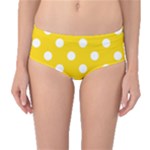 Polka Dots - White on Gold Yellow Mid-Waist Bikini Bottoms