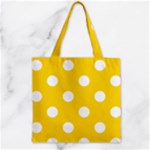 Polka Dots - White on Gold Yellow Zipper Grocery Tote Bag