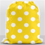 Polka Dots - White on Gold Yellow Drawstring Bag (Large)