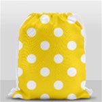 Polka Dots - White on Gold Yellow Drawstring Bag (Small)