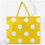 Polka Dots - White on Gold Yellow Zipper Large Tote Bag