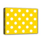 Polka Dots - White on Gold Yellow Deluxe Canvas 16  x 12  (Stretched)