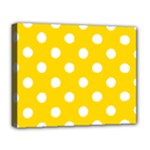 Polka Dots - White on Gold Yellow Deluxe Canvas 20  x 16  (Stretched)