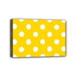 Polka Dots - White on Gold Yellow Mini Canvas 6  x 4  (Stretched)