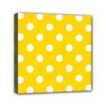Polka Dots - White on Gold Yellow Mini Canvas 6  x 6  (Stretched)