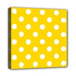 Polka Dots - White on Gold Yellow Mini Canvas 8  x 8  (Stretched)