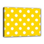 Polka Dots - White on Gold Yellow Canvas 16  x 12  (Stretched)