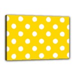 Polka Dots - White on Gold Yellow Canvas 18  x 12  (Stretched)