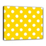 Polka Dots - White on Gold Yellow Canvas 20  x 16  (Stretched)