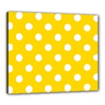 Polka Dots - White on Gold Yellow Canvas 24  x 20  (Stretched)