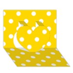Polka Dots - White on Gold Yellow Heart 3D Greeting Card (7x5)