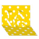 Polka Dots - White on Gold Yellow LOVE 3D Greeting Card (7x5)