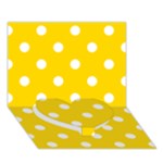 Polka Dots - White on Gold Yellow Heart Bottom 3D Greeting Card (7x5)