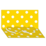 Polka Dots - White on Gold Yellow Twin Heart Bottom 3D Greeting Card (8x4)