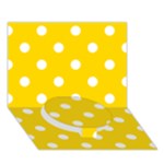 Polka Dots - White on Gold Yellow Circle Bottom 3D Greeting Card (7x5)