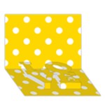 Polka Dots - White on Gold Yellow LOVE Bottom 3D Greeting Card (7x5)
