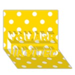 Polka Dots - White on Gold Yellow YOU ARE INVITED 3D Greeting Card (7x5)