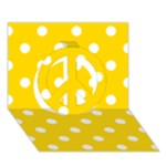 Polka Dots - White on Gold Yellow Peace Sign 3D Greeting Card (7x5)