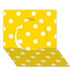 Polka Dots - White on Gold Yellow Circle 3D Greeting Card (7x5)