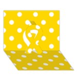 Polka Dots - White on Gold Yellow Ribbon 3D Greeting Card (7x5)
