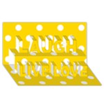 Polka Dots - White on Gold Yellow Laugh Live Love 3D Greeting Card (8x4)