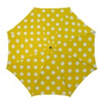 Polka Dots - White on Gold Yellow Golf Umbrella