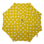 Polka Dots - White on Gold Yellow Hook Handle Umbrella (Large)