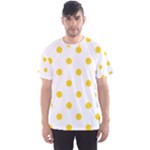 Polka Dots - Gold Yellow on White Men s Sport Mesh Tee