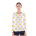 Polka Dots - Gold Yellow on White Women s Long Sleeve T-shirt