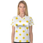 Polka Dots - Gold Yellow on White Women s V-Neck Sport Mesh Tee