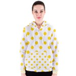 Polka Dots - Gold Yellow on White Women s Zipper Hoodie