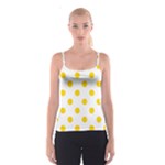 Polka Dots - Gold Yellow on White Spaghetti Strap Top