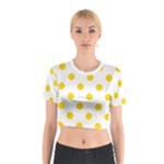 Polka Dots - Gold Yellow on White Cotton Crop Top
