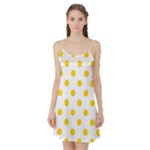Polka Dots - Gold Yellow on White Satin Night Slip