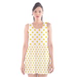Polka Dots - Gold Yellow on White Scoop Neck Skater Dress
