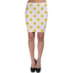 Polka Dots - Gold Yellow on White Bodycon Skirt